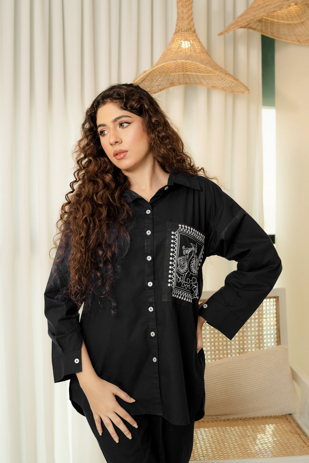 Embroidered Co-Ord Set - Black