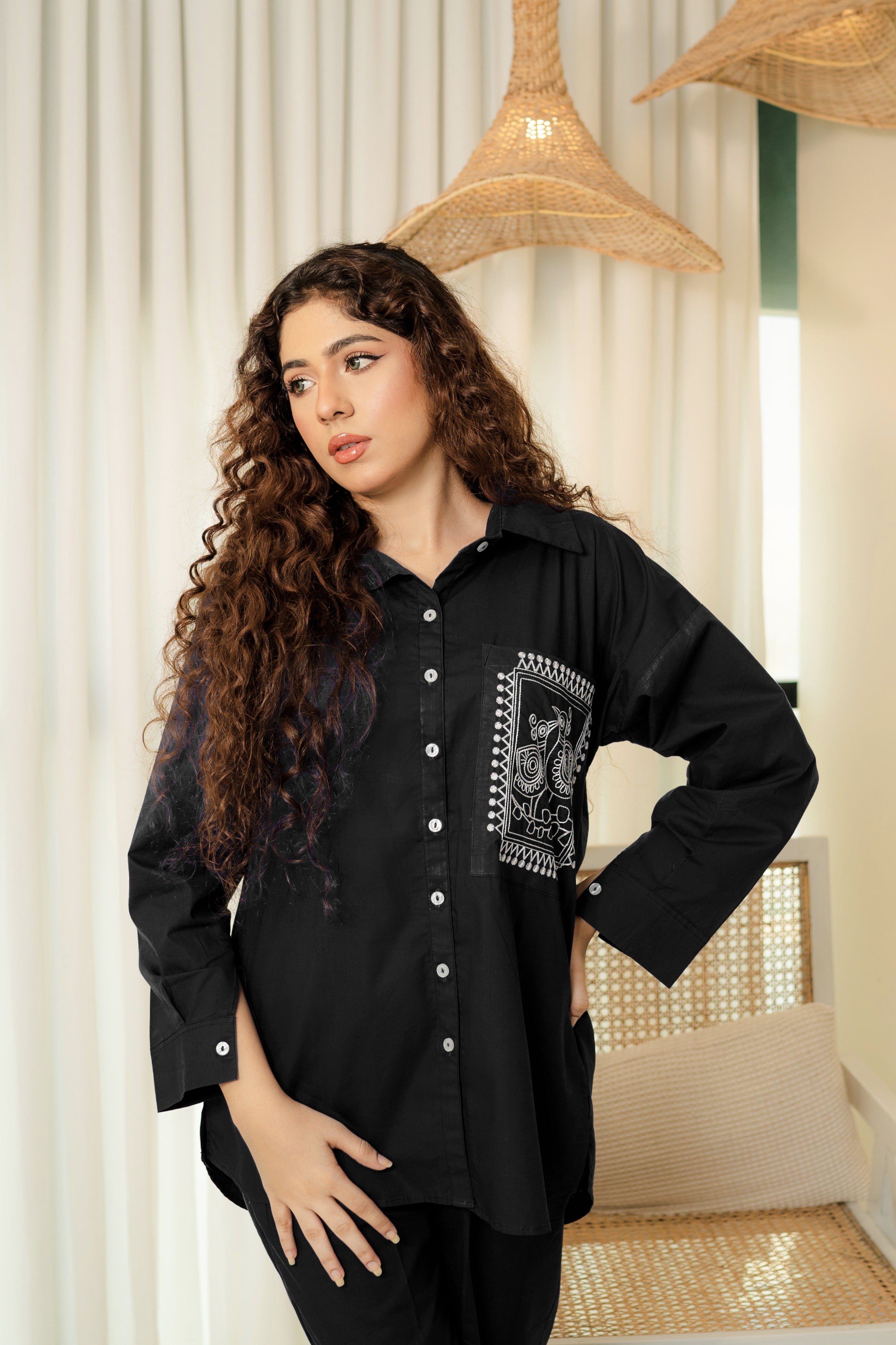 Embroidered Co-Ord Set - Black