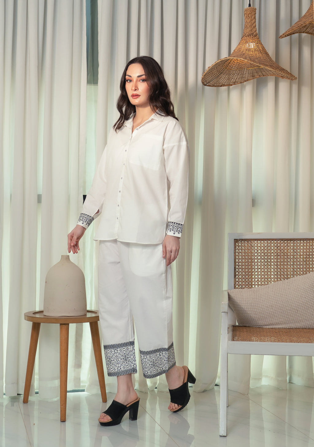 Embroidered Co-Ord Set - White