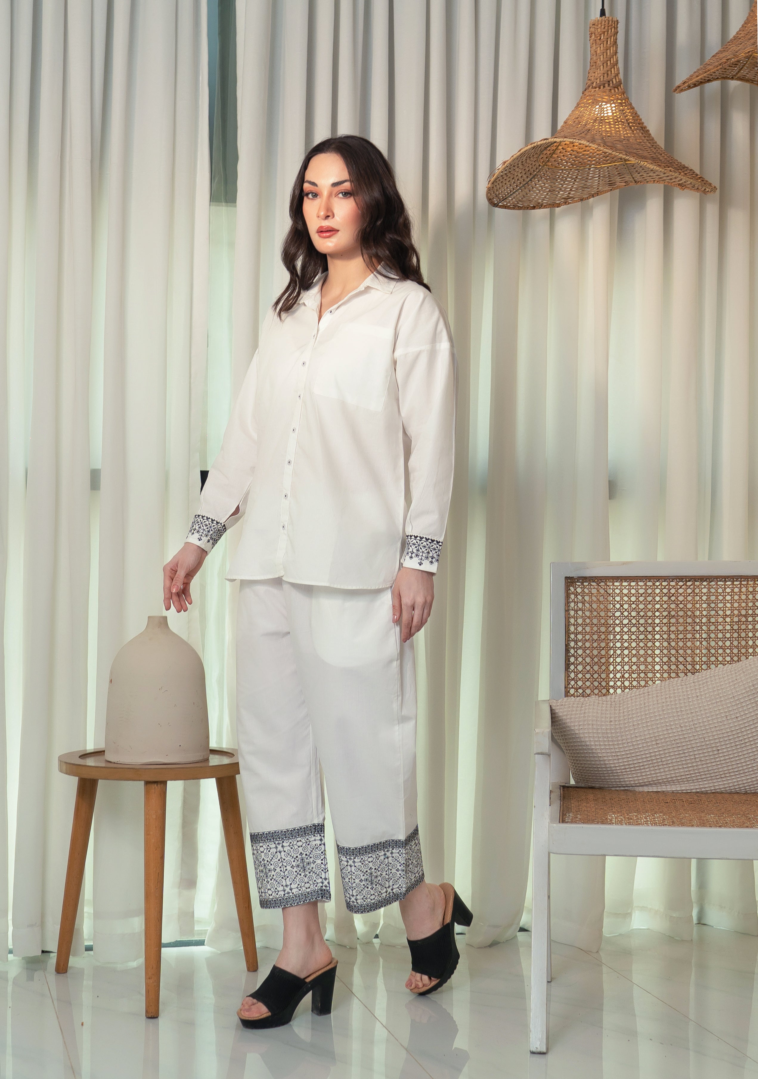 Embroidered Co-Ord Set - White