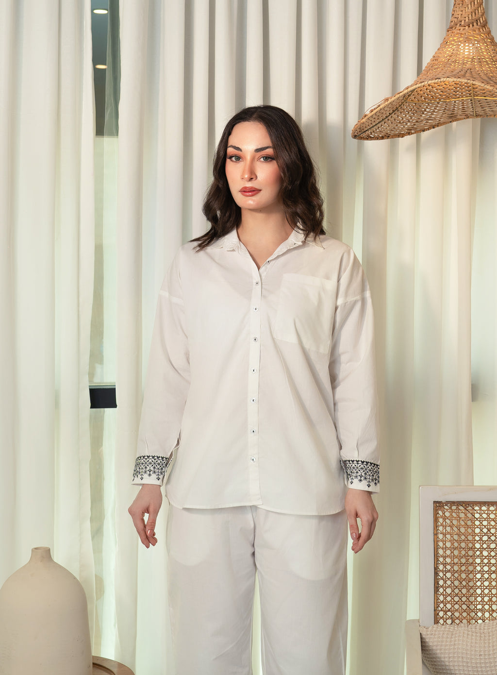 Embroidered Co-Ord Set - White