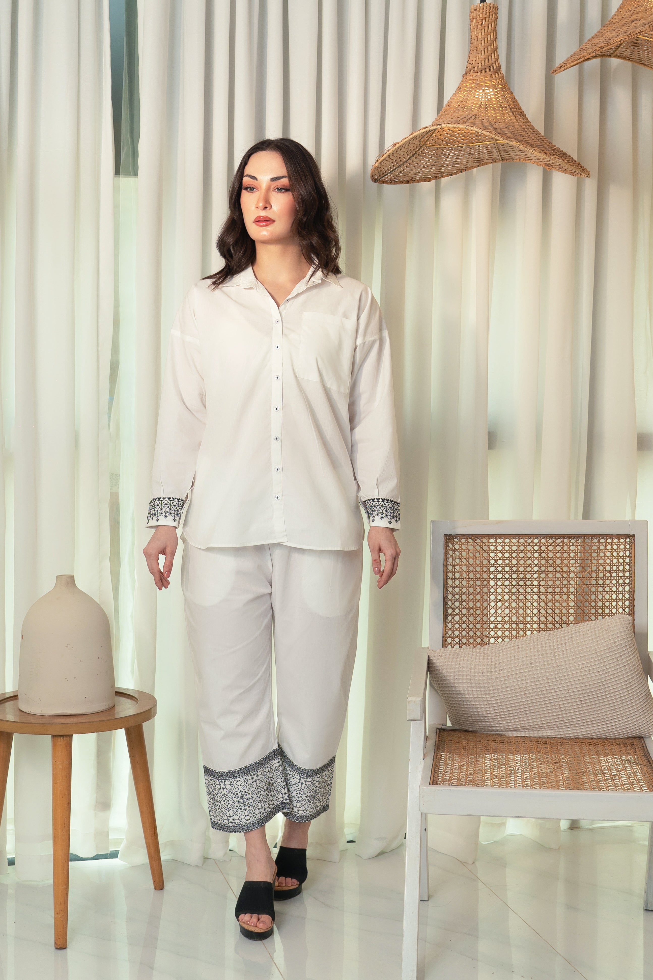 Embroidered Co-Ord Set - White