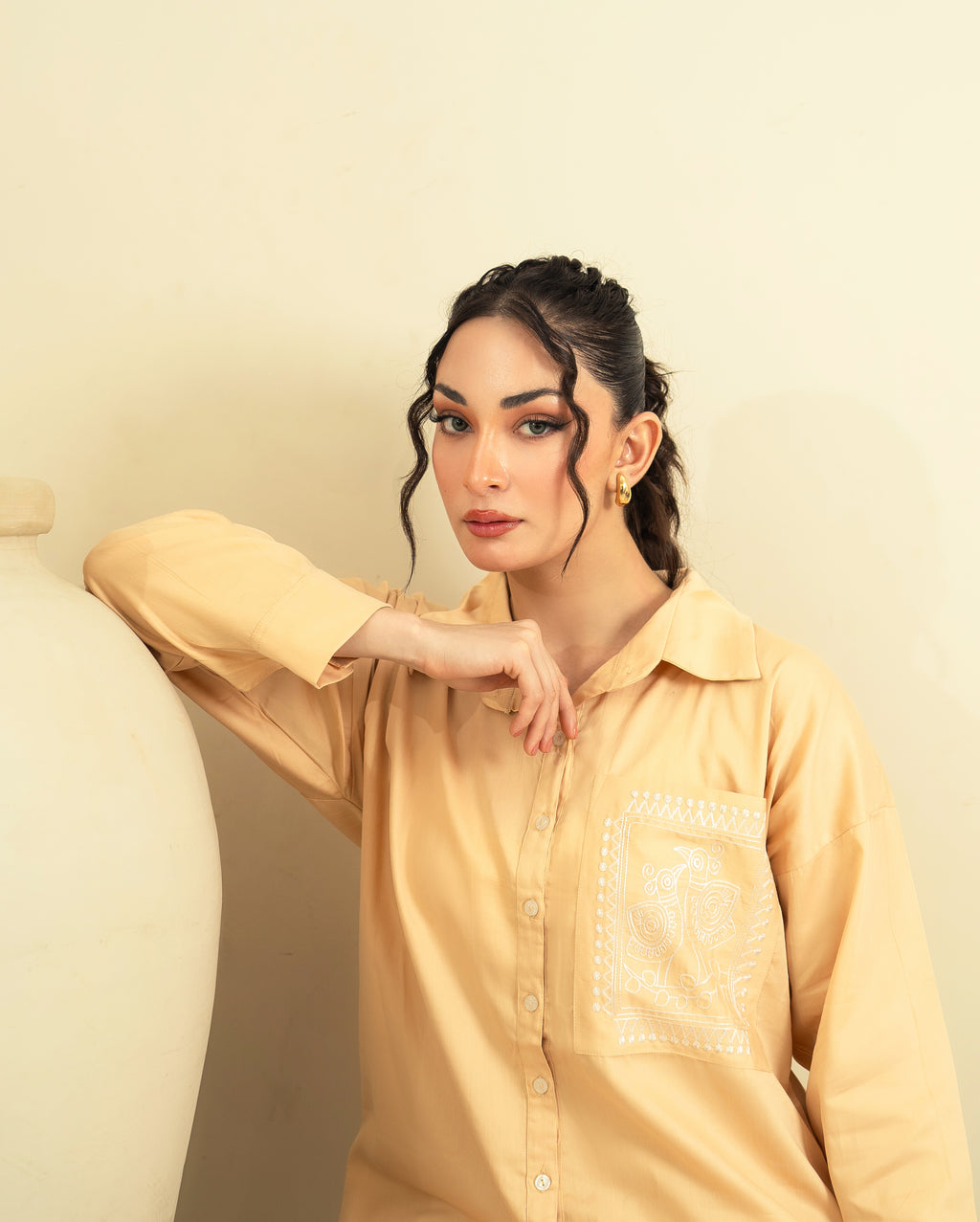 Embroidered Co-Ord Set - Beige