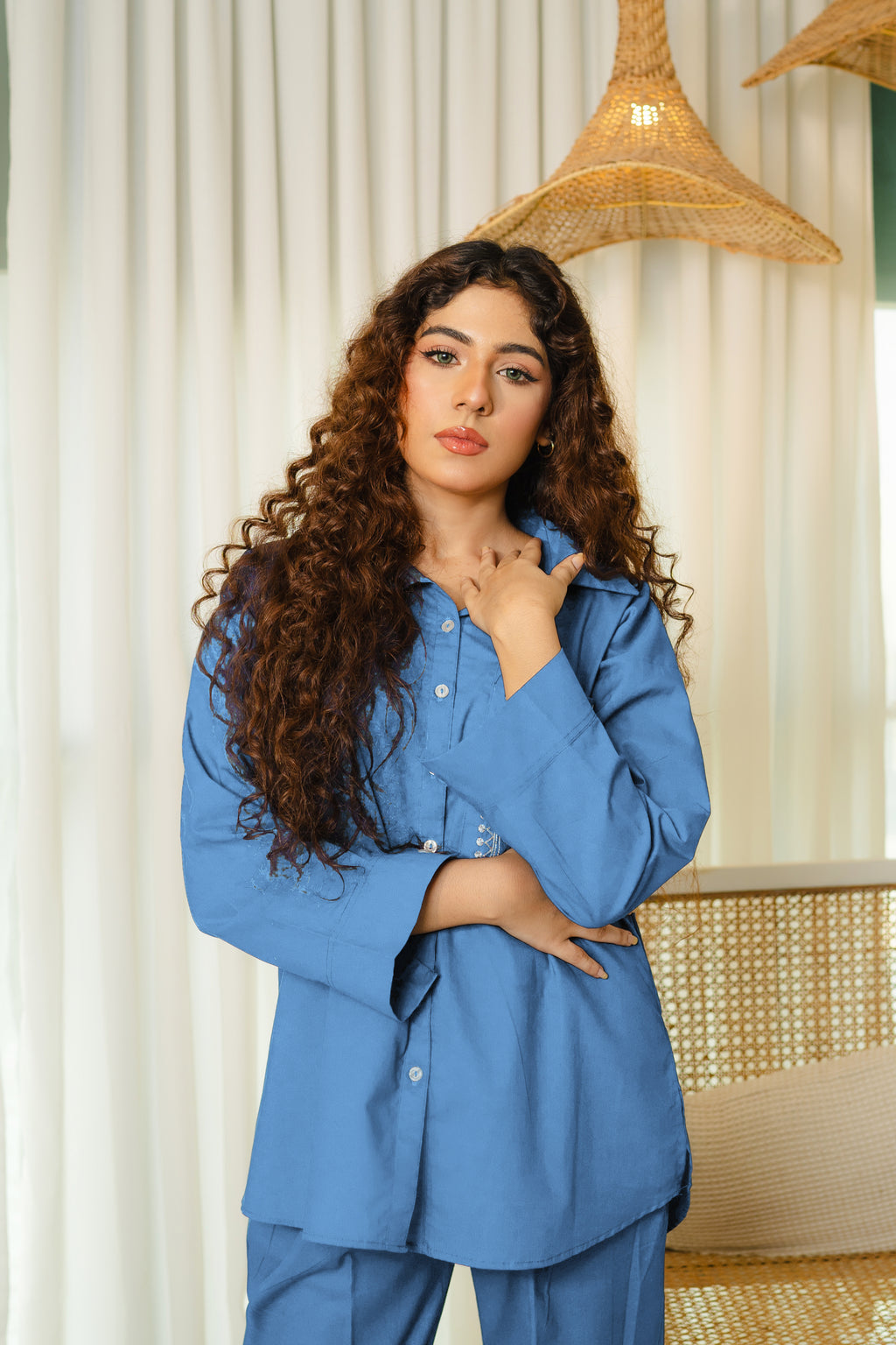 Embroidered Co-Ord Set - Teal